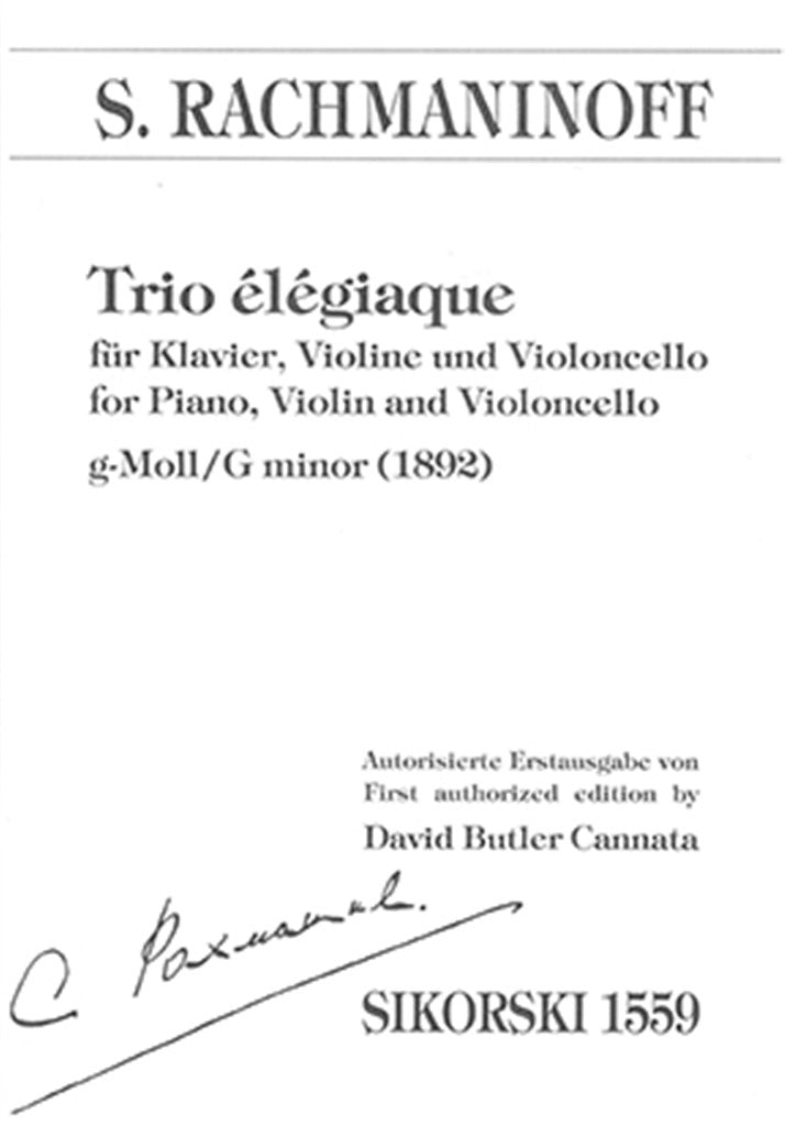Trio Elegiaque In G Minor