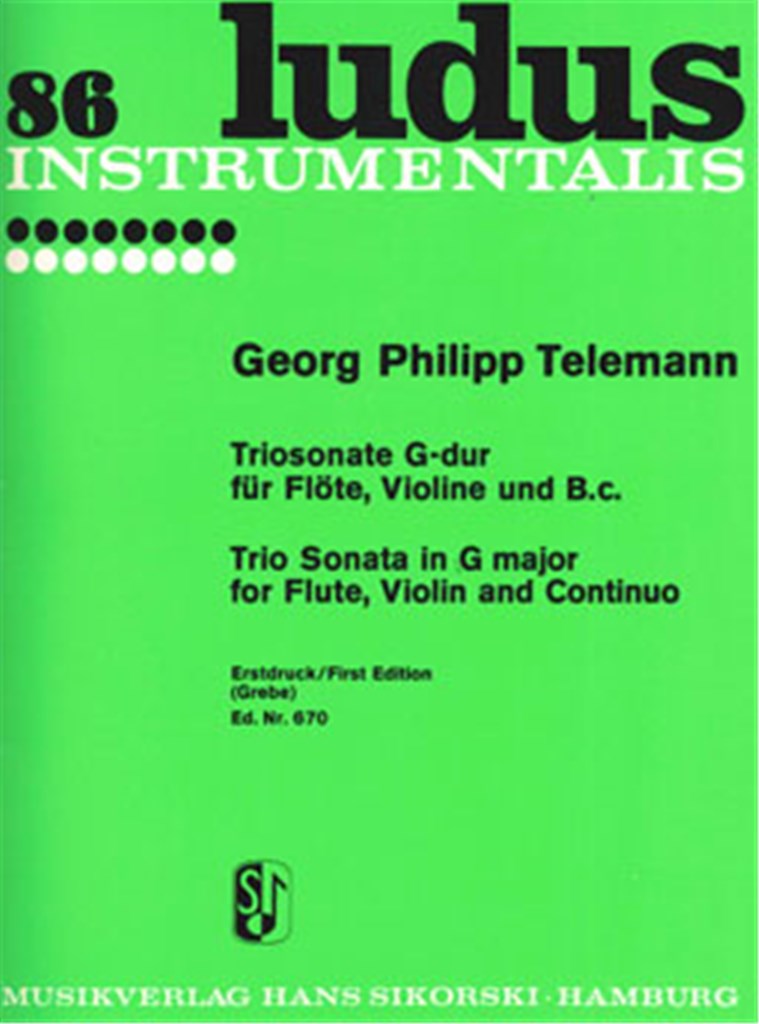 Trio Sonata G major for Flute, Violin and basso continuo, TWV 42:G12