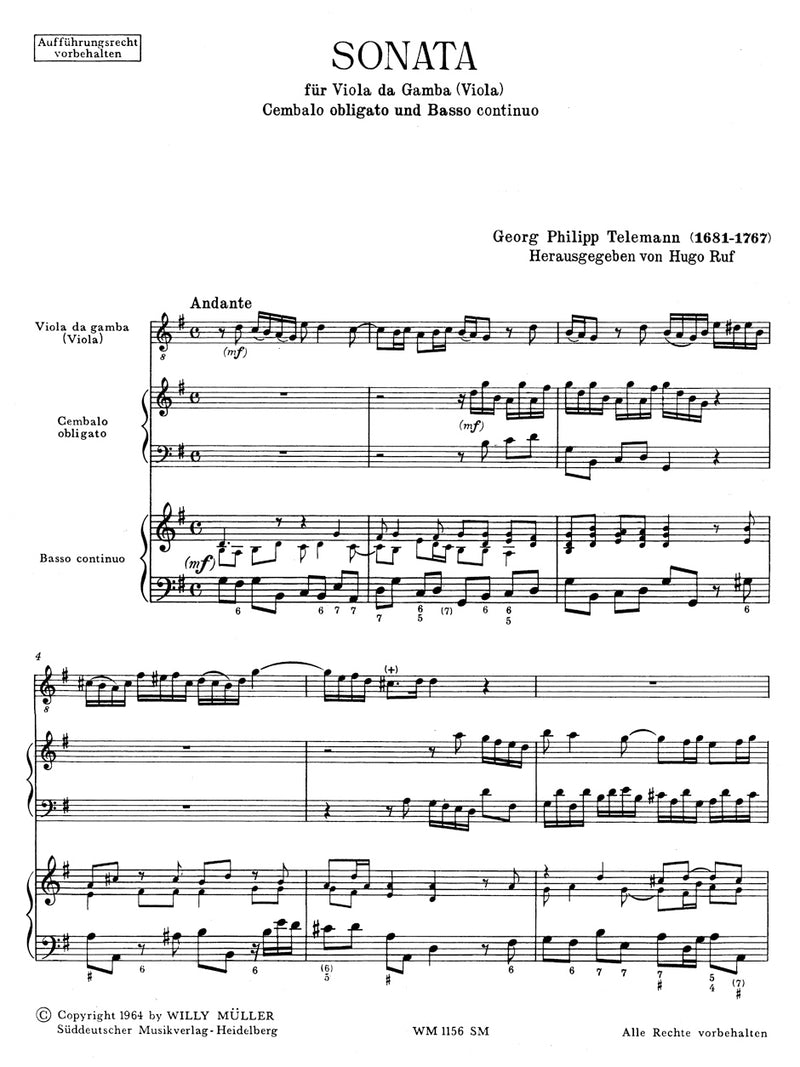 Sonata in G major TWV 42:G6 [score & parts]