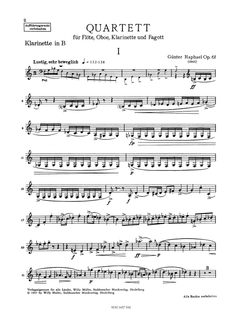 Quartett für Flöte, Oboe, Klarinette und Fagott op. 61 (1945)