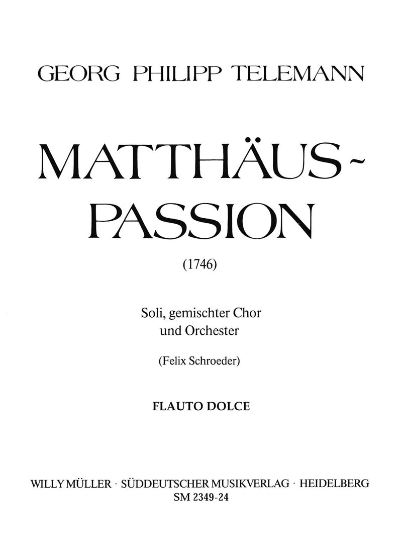 Matthäus-Passion (1746) [alto recorder part]