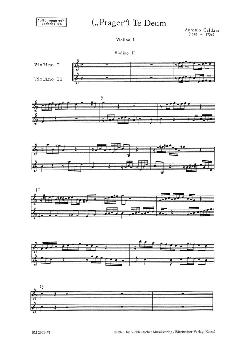 Te Deum [violin 1/violin 2 part]