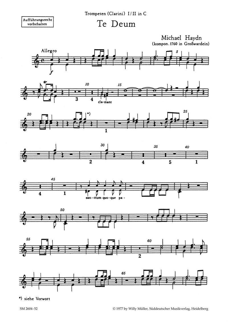 Te Deum [trumpet1/trumpet2 part]