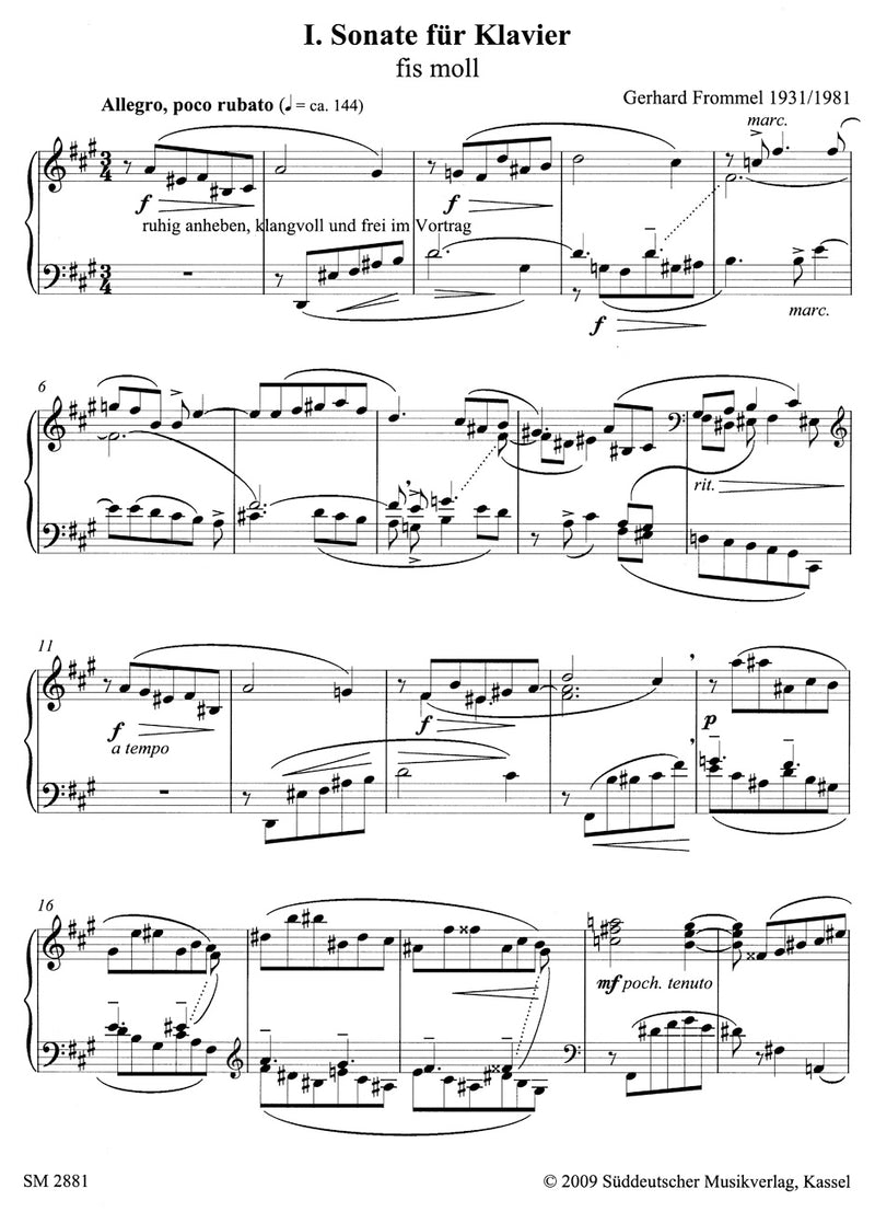 Sonate I für Klavier (1931) fis-Moll -Endfassung von 1981-