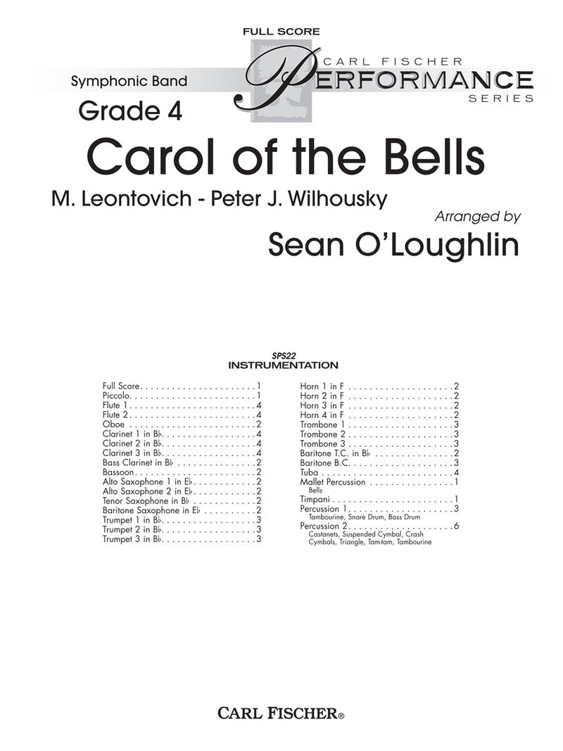 Carol of The Bells, Concert Band (Score Only)