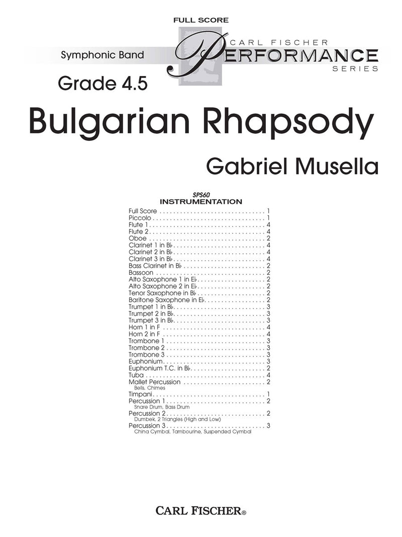 Bulgarian Rhapsody (Study Score)