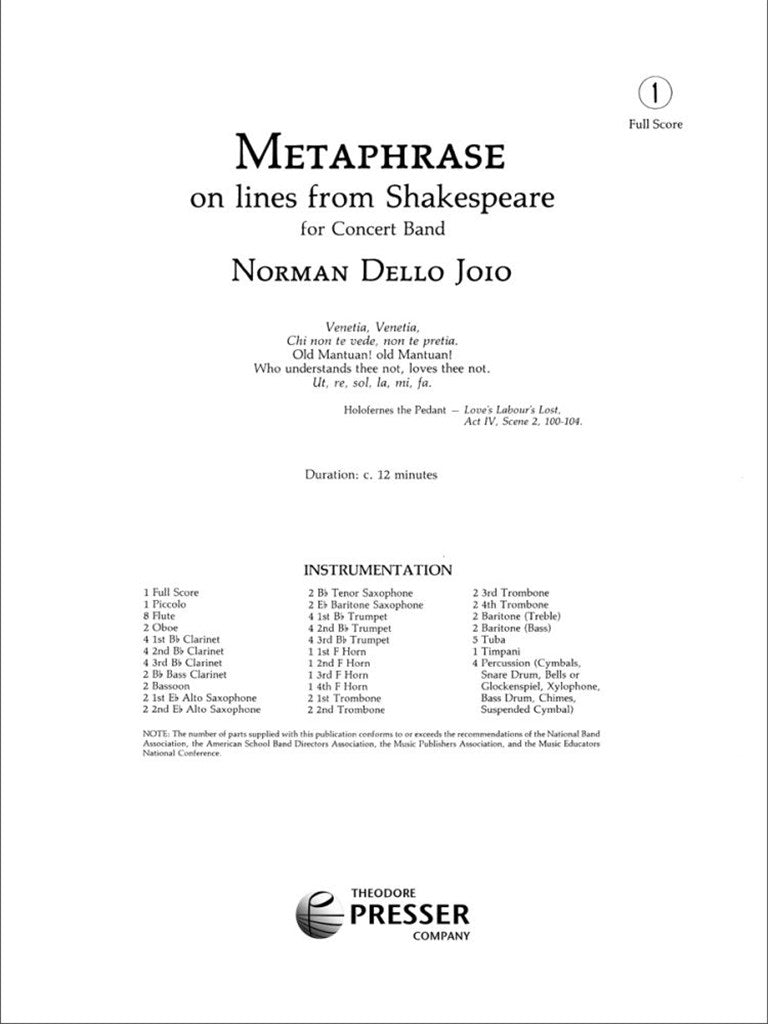 Metaphrase (Score Only)