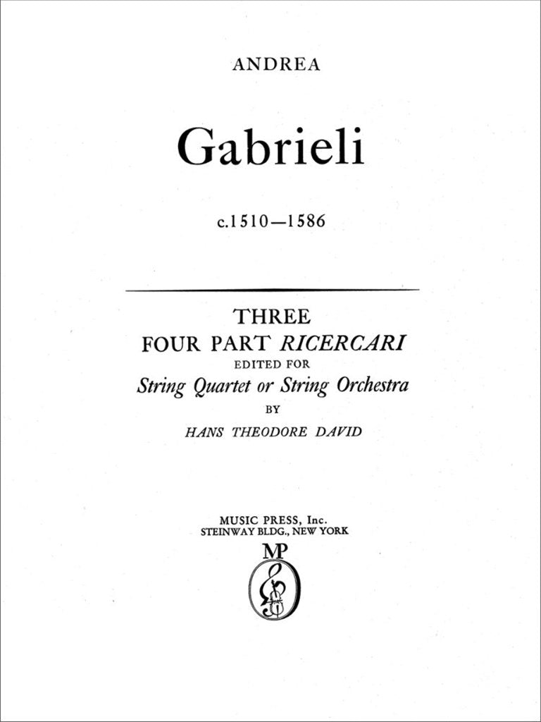 Three Four-Part Ricercare (Score Only)