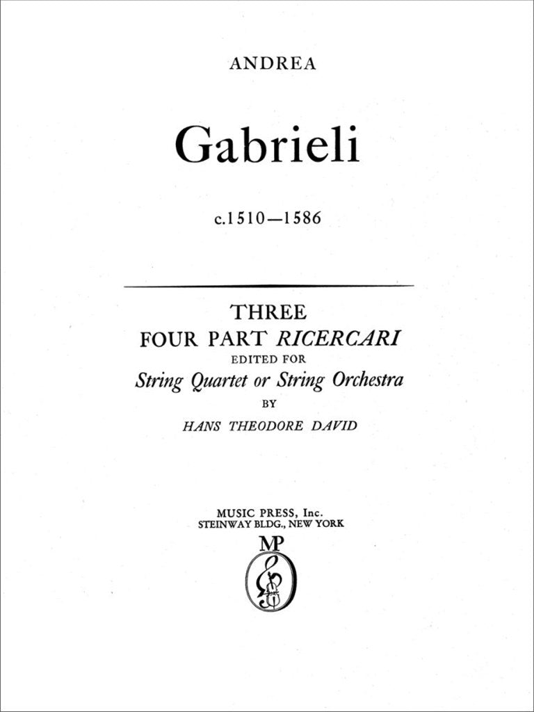 Three Four-Part Ricercare (Score & Parts)