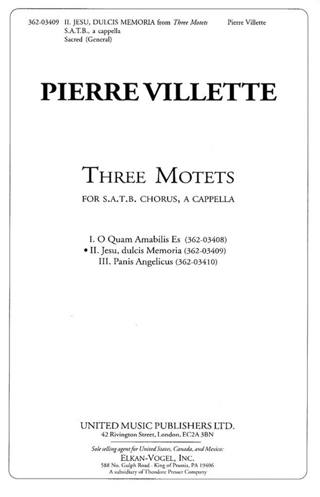 Three Motets 2. Jesu, Dulcis Memoria