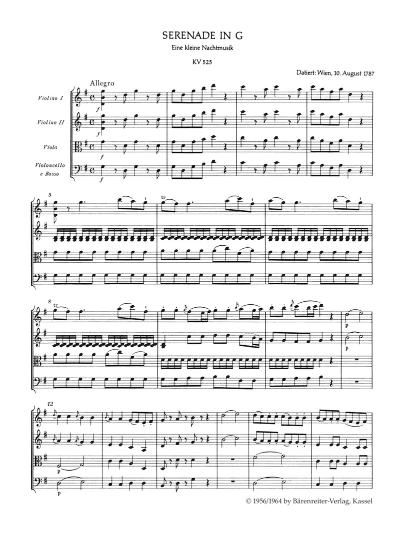 Eine kleine Nachtmusik for Strings G major K. 525（ポケットスコア）