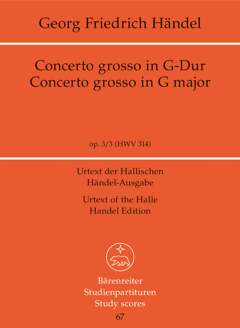 Concerto grosso G-Dur op. 3/3 HWV 314（ポケットスコア）
