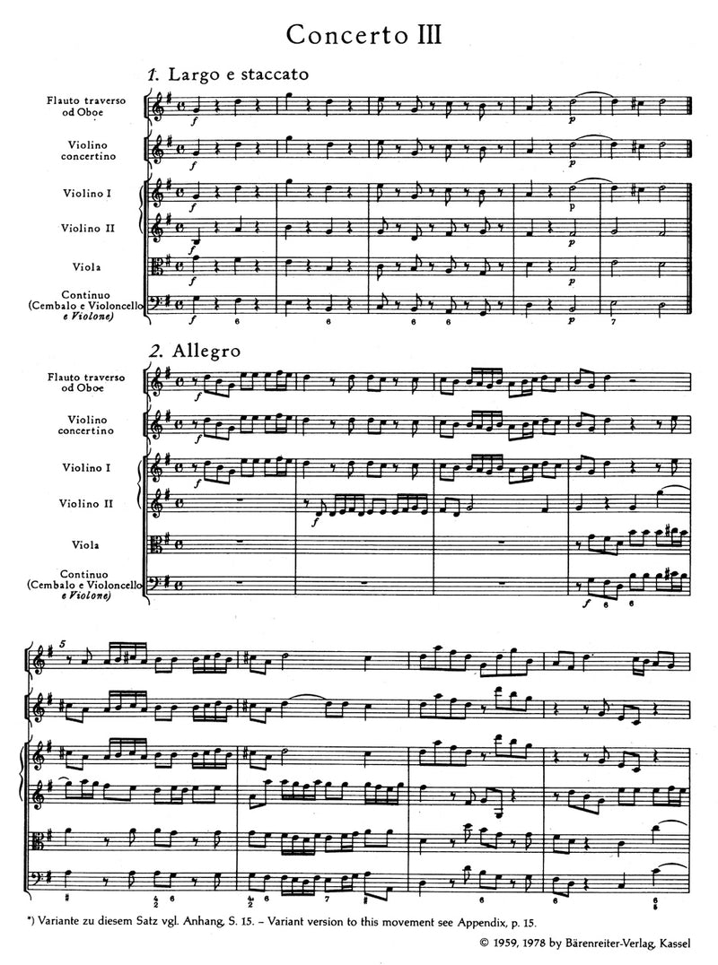 Concerto grosso G-Dur op. 3/3 HWV 314（ポケットスコア）