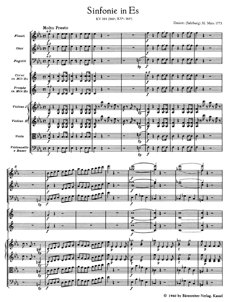 Symphony Nr. 26 E-flat major K. 184(166a)（ポケットスコア）