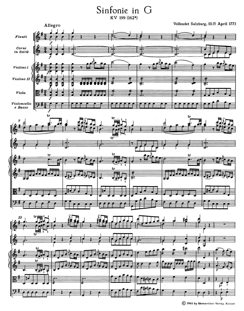 Symphony Nr. 27 G major K. 199 (161b)（ポケットスコア）