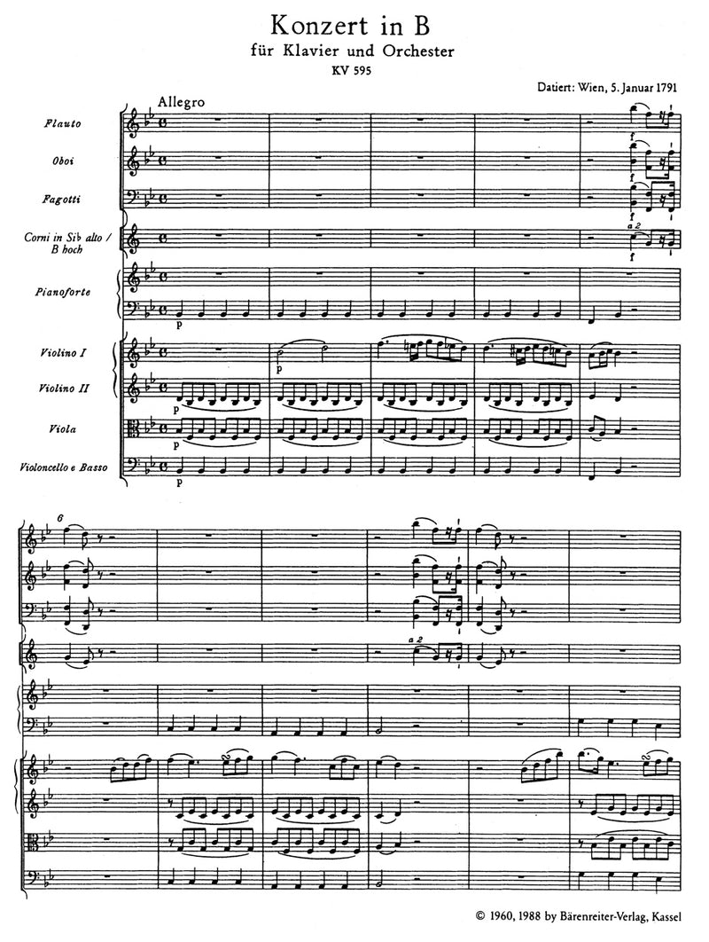 Concerto for Piano and Orchestra Nr. 27 B-flat major K. 595（ポケットスコア）