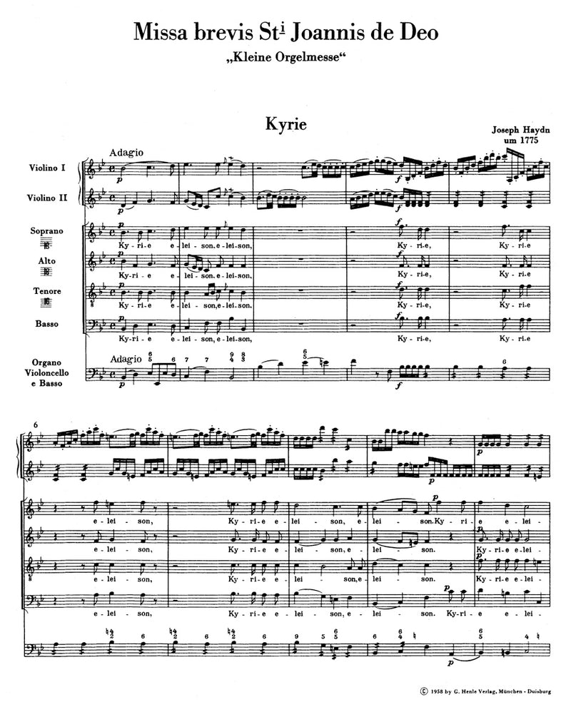 Missa brevis Sancti Joannis de Deo Hob.XXII:7 "Little Organ Mass"（ポケットスコア）