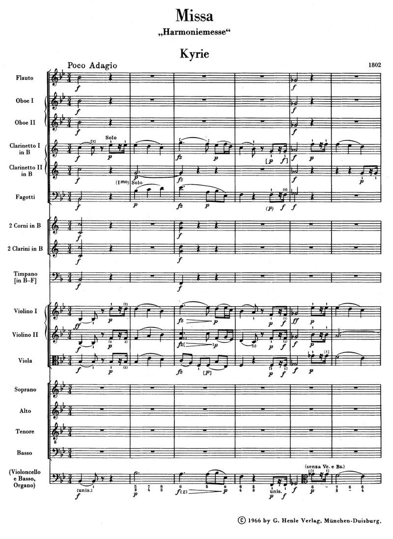 Missa B-Dur "Harmoniemesse" = Missa in B-flat major Hob.XXII:14 "Harmony Mass"（ポケットスコア）