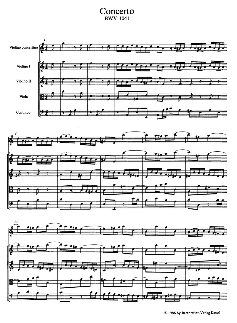 Concertos in A minor and E major for Violin and Orchestra BWV 1041, BWV 1042（ポケットスコア）