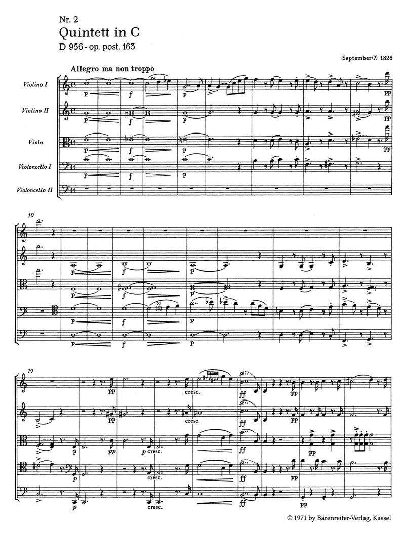String Quintet C major op. post.163 D 956（ポケットスコア）