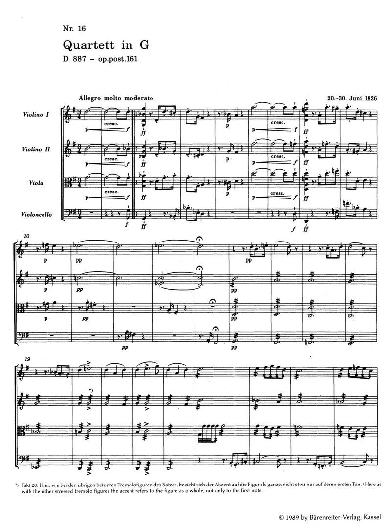 String Quartet G major op. post. 161 D 887（ポケットスコア）