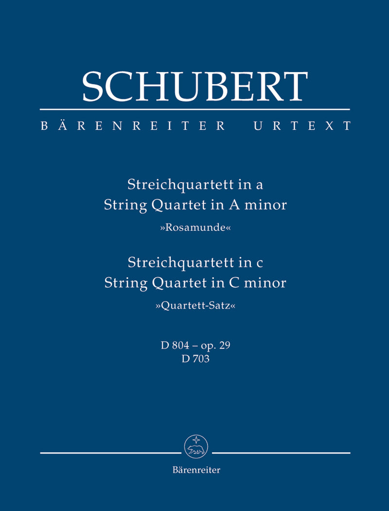 String Quartet A minor D 804 op. 29 "Rosamunde" / String Quartet C minor D 703 "Quartett-Satz" and fragment of the second movement [study score]