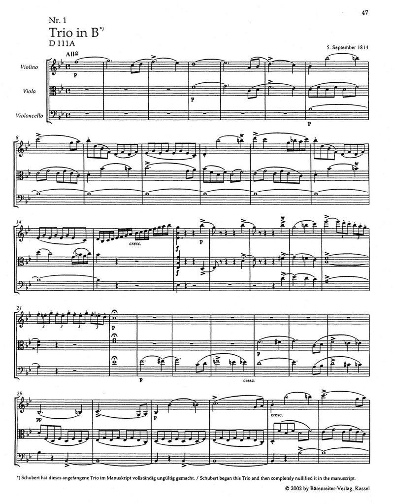Complete String Trios for Violin, Viola and Violoncello [Study score]