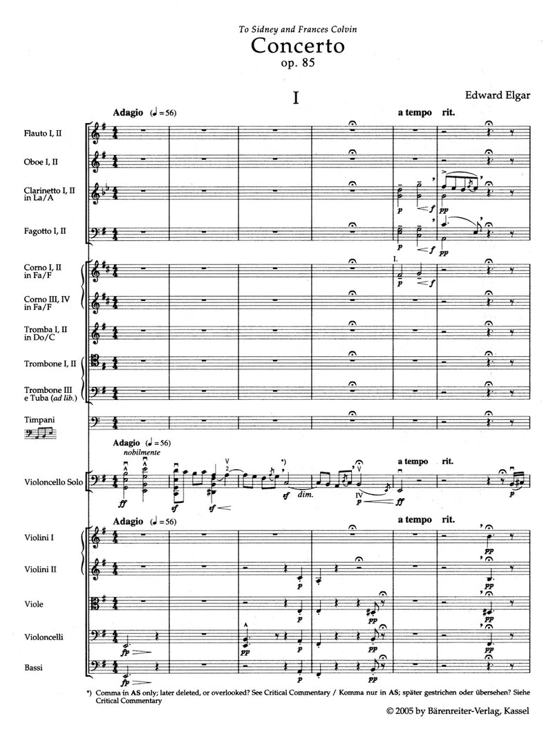 Concerto for Violoncello and Orchestra E minor op. 85 [study score]