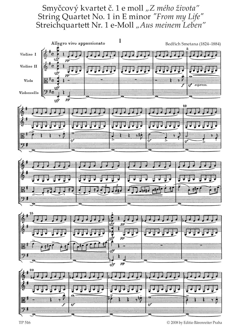String Quartet No. 1 E minor "Aus meinem Leben"（ポケットスコア）