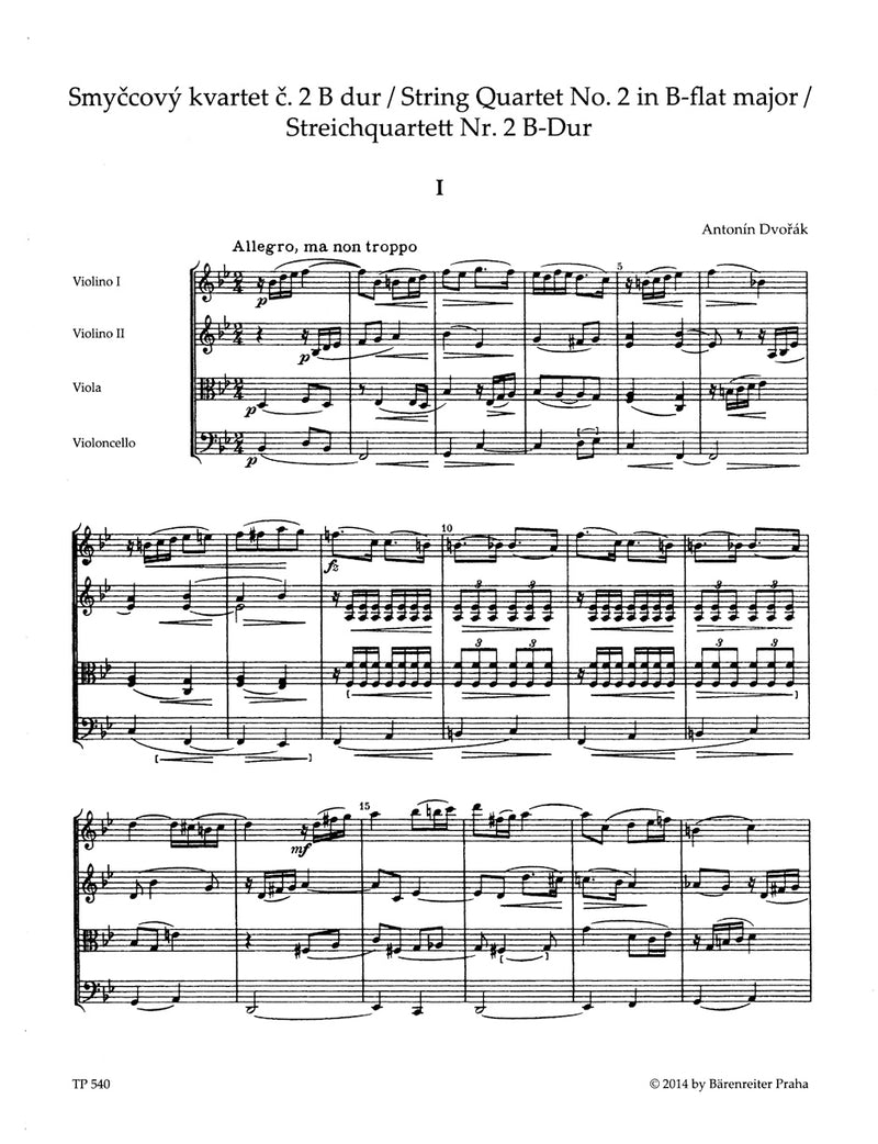 String Quartet Nr. 2 B-flat major B 17（ポケットスコア）