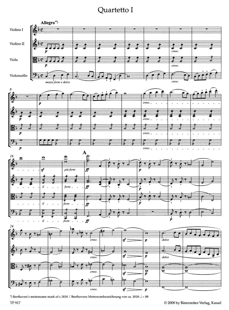 String Quartets op. 59（ポケットスコア）