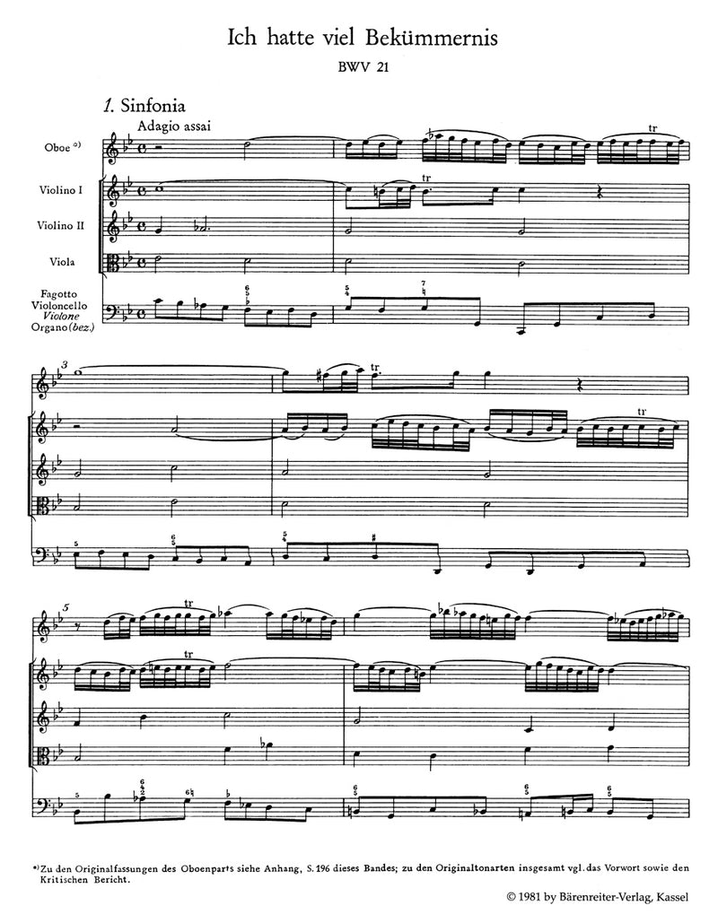 Ich hatte viel Bekümmernis BWV 21（ポケットスコア）