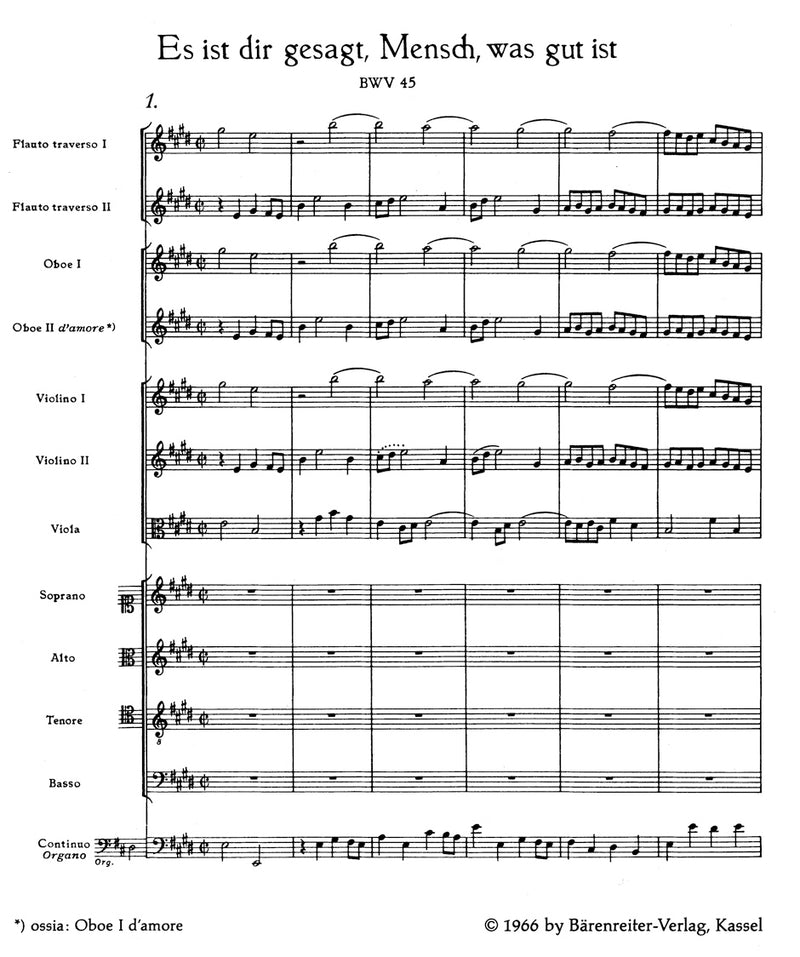 Es ist dir Gesagt, Mensch, was gut ist, BWV 45（ポケットスコア）