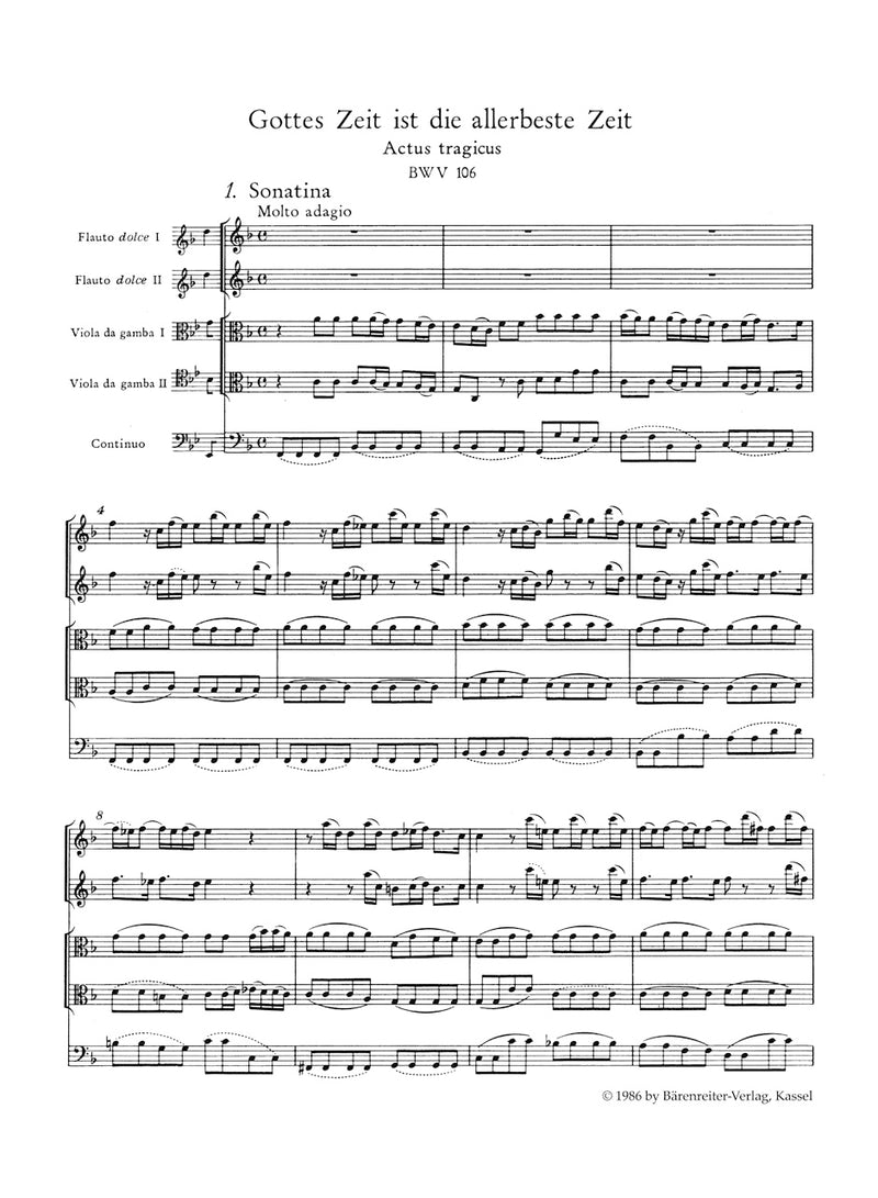 Gottes Zeit ist die allerbeste Zeit BWV 106（ポケットスコア）