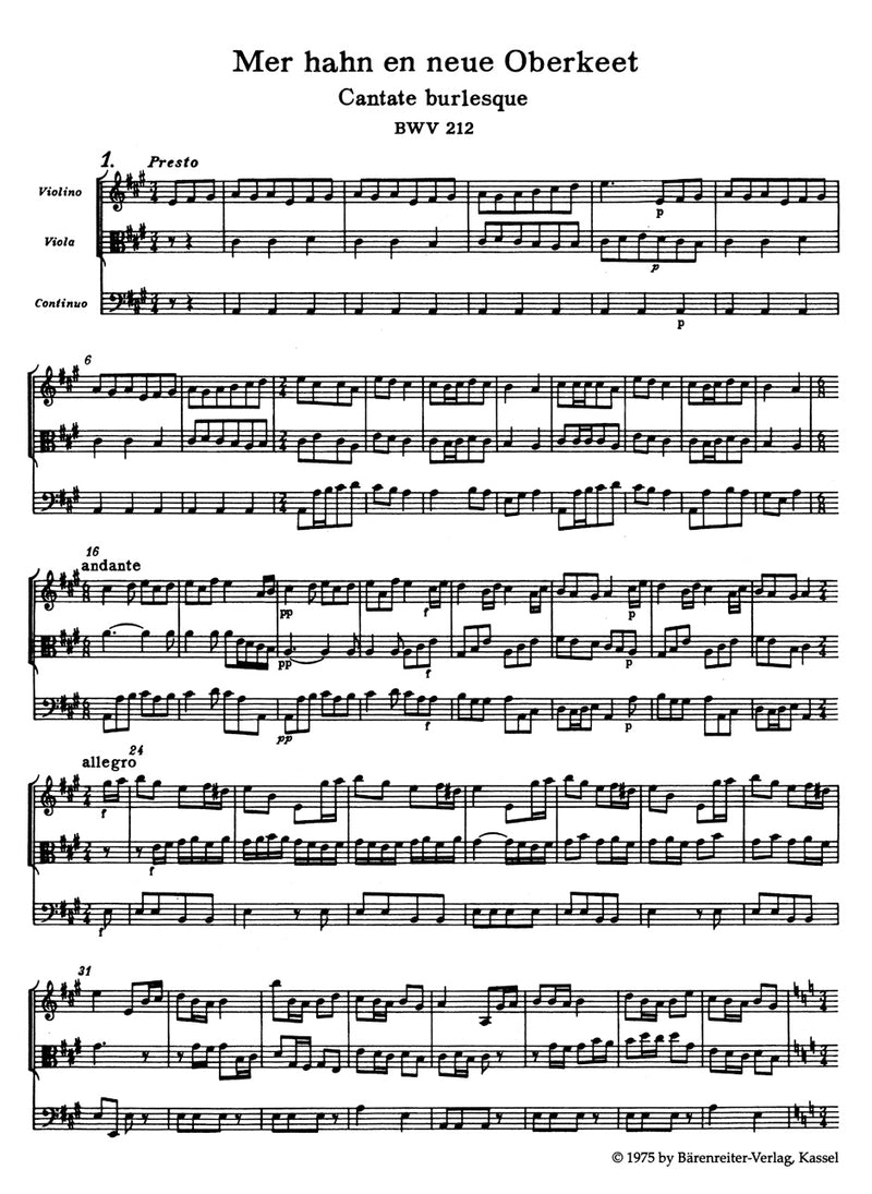 Mer hahn en neue Oberkeet BWV 212（ポケットスコア）
