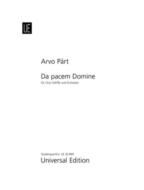 Da pacem Domine (choir satb and orchestra) [study score]