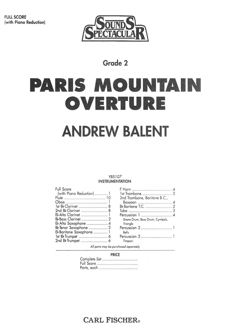 Paris Mountain Overture (Score Only)