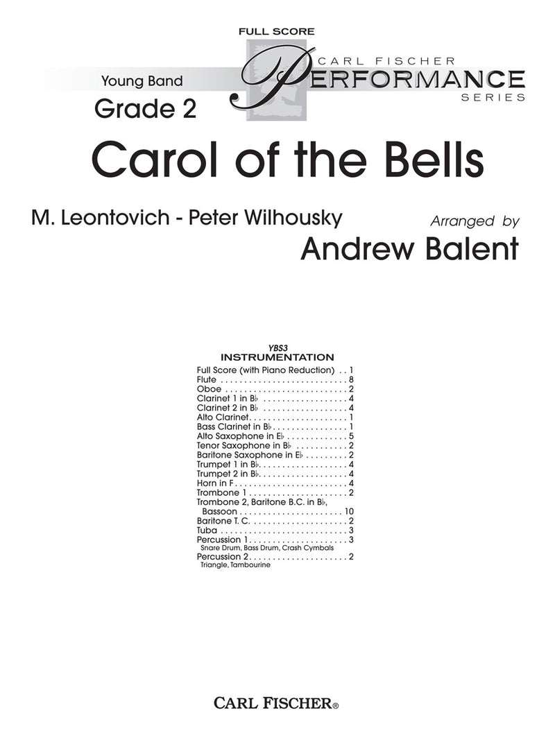 Carol Of The Bells, arr. Balent (Score Only)