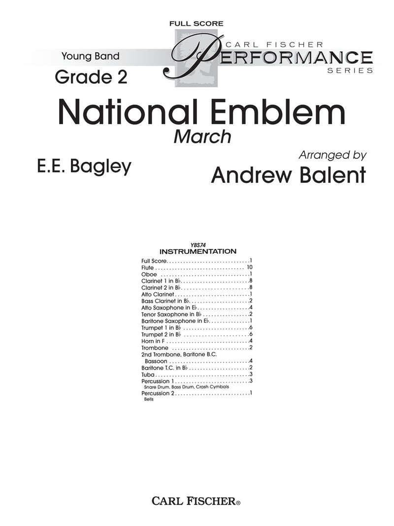 National Emblem (March), arr. Balent (Score Only)