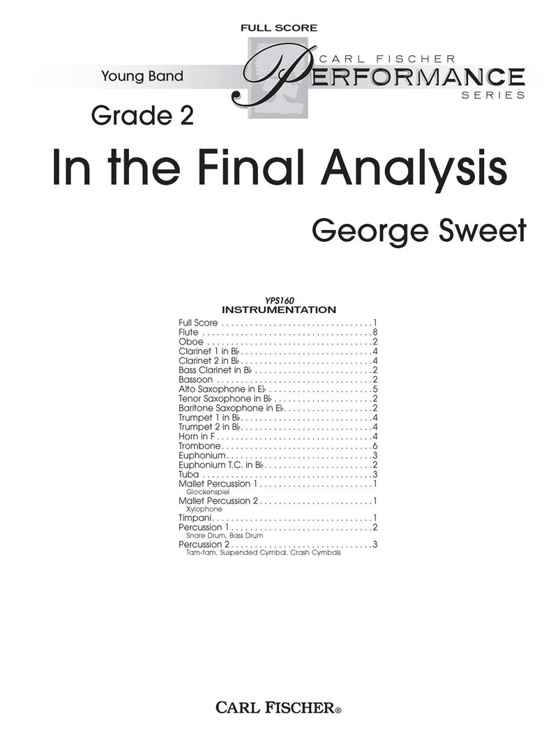 In The Final Analysis, Concert Band (Study Score)