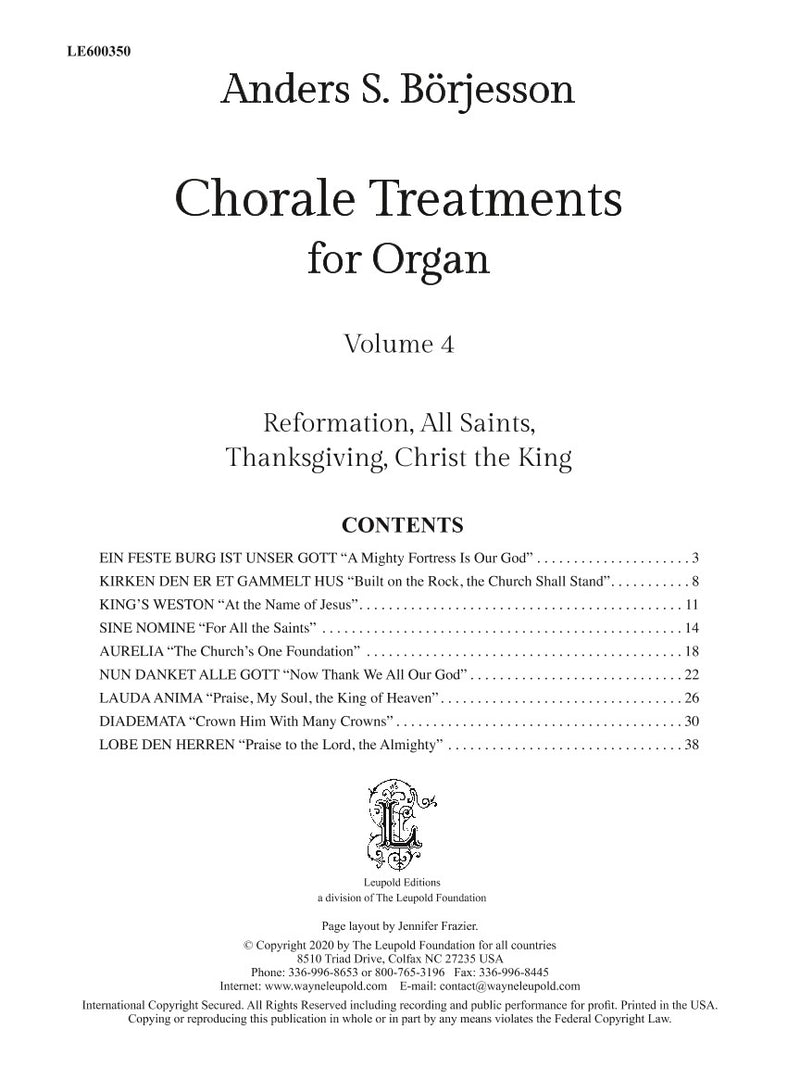 Chorale Treatments for Organ, Vol. 4: Reformation, All Saints, Thanksgiving, Christ the King