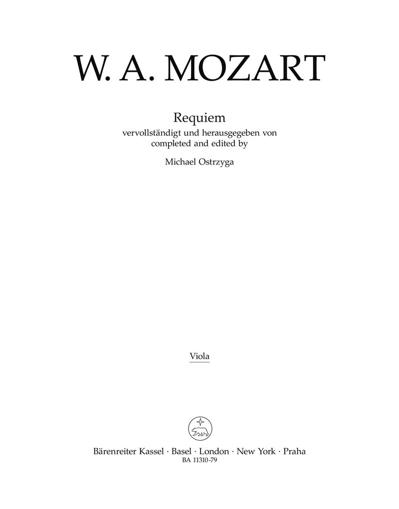 Requiem K. 626, completed and edited by Michael Ostrzyga [Viola part]
