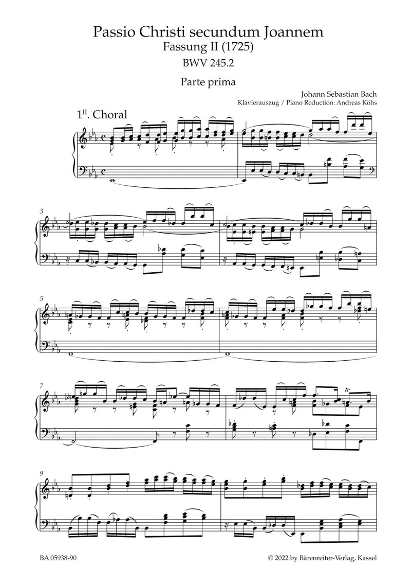Johannes-Passion "O Mensch, bewein" BWV 245.2: Version II (1725) ヴォーカル・スコア