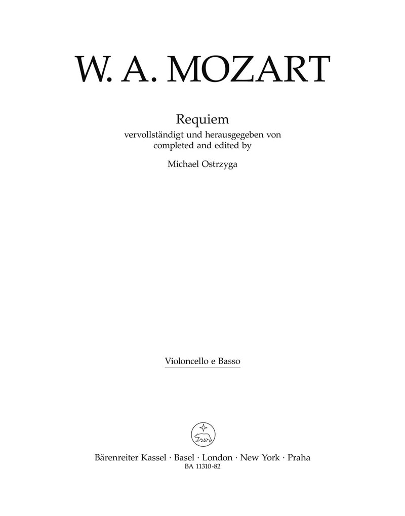 Requiem K. 626, completed and edited by Michael Ostrzyga [Cello/Double bass part]