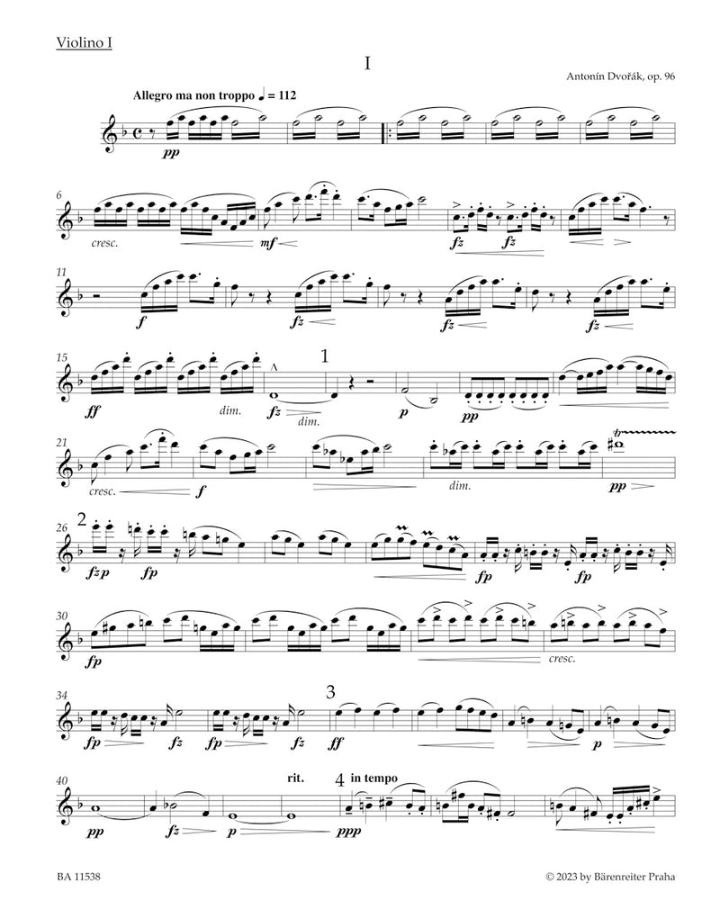 String Quartet No. 12 in F major op. 96 "American Quartet"（パート譜）