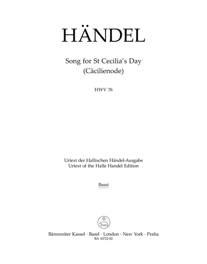 Song for St. Cecilia's Day (Ode for St. Cecilia's Day), HWV 76（Bassi part）