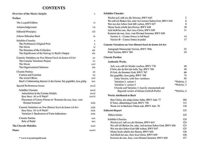 Complete organ works, Ser. 1, Vol. 9: Schübler chorales, Canonic variations on Vom Himmel hoch, Chorale partitas